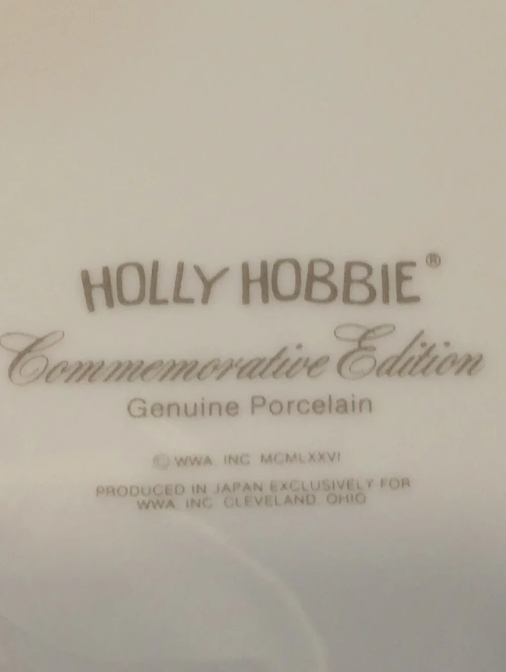1976 Holly Hobbie Commemorative Edition porcelain plate produced in Japan